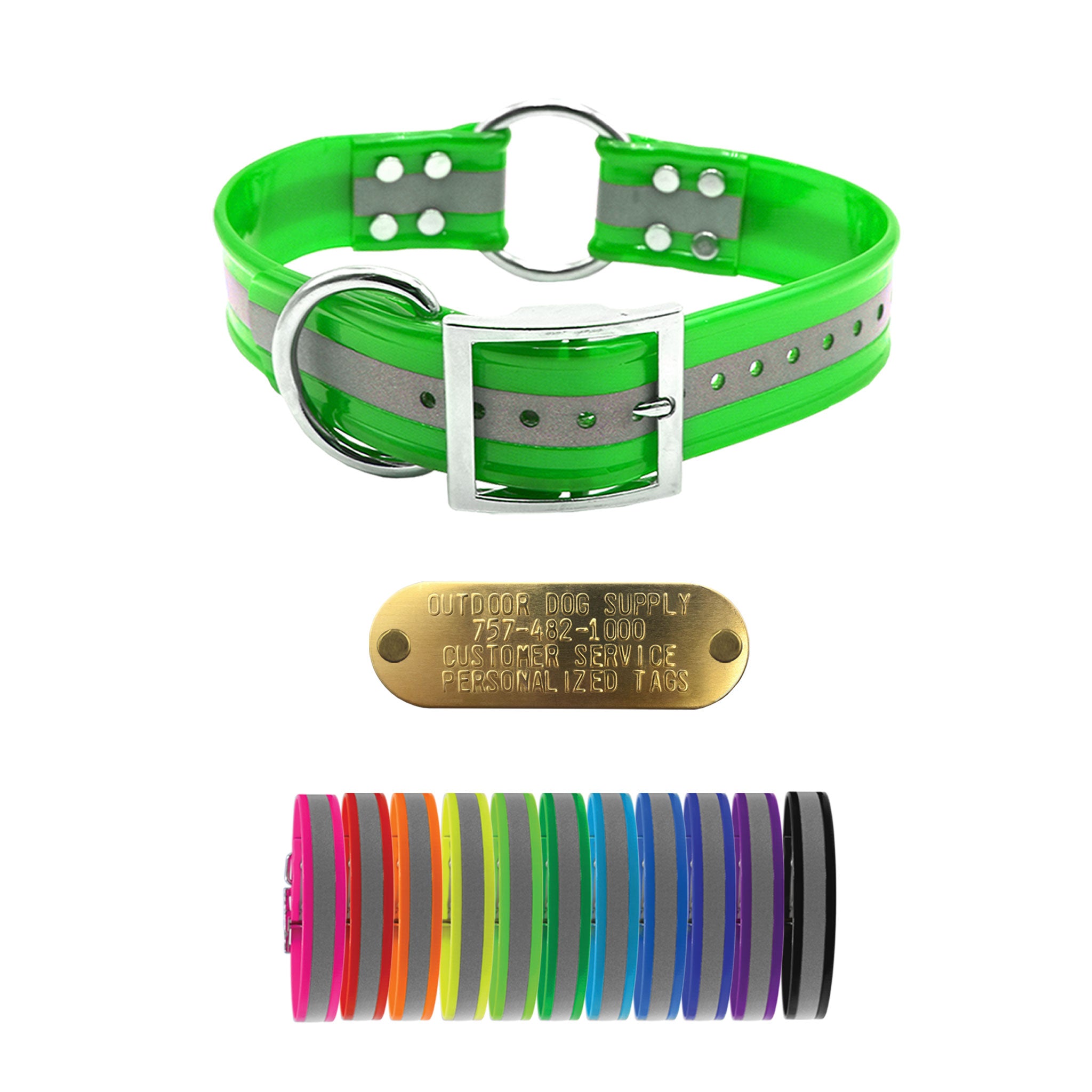 1 1/2" Center Ring Premium reflective nametag collar