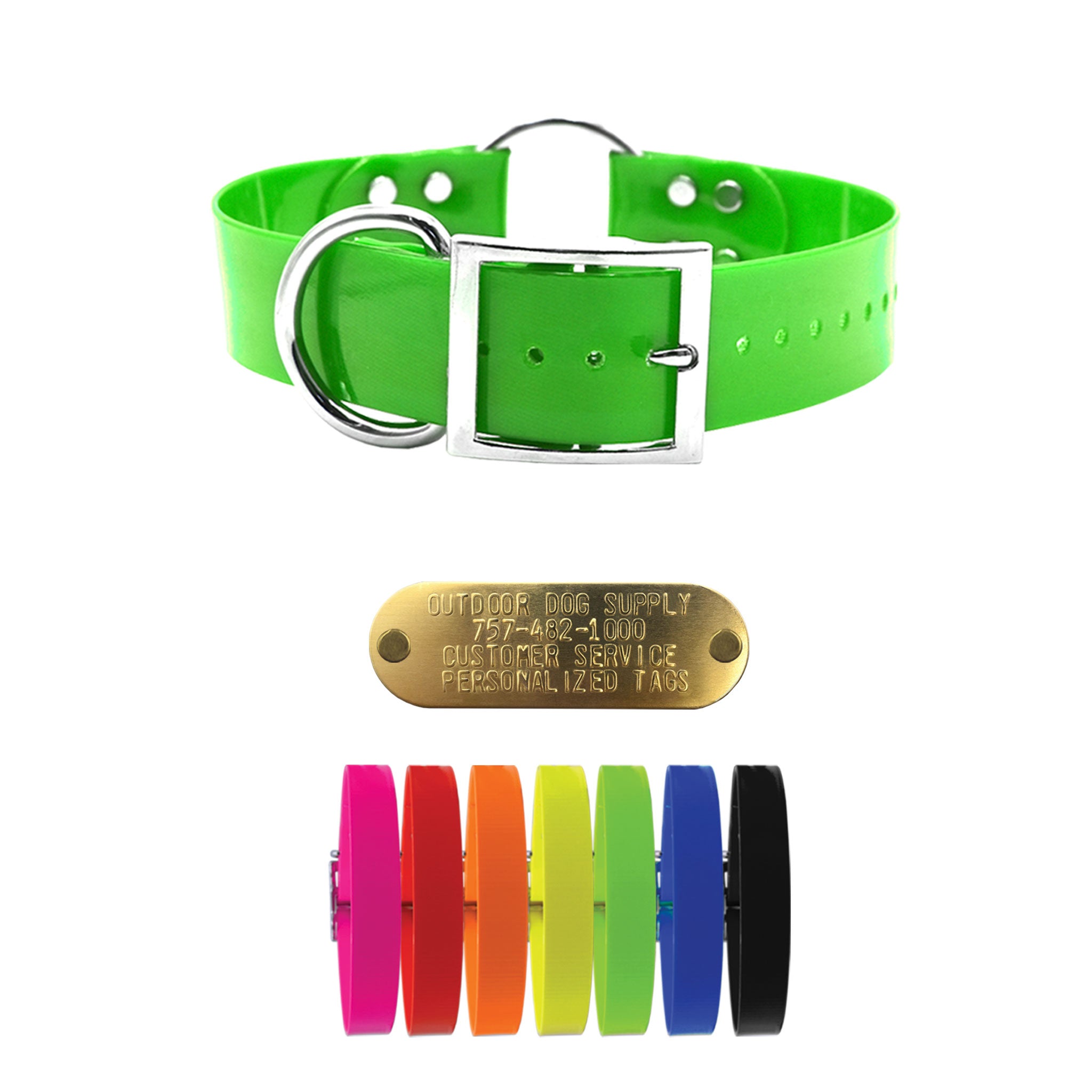 1 1/2" Premium Center Ring Nametag collar with free brass nameplate