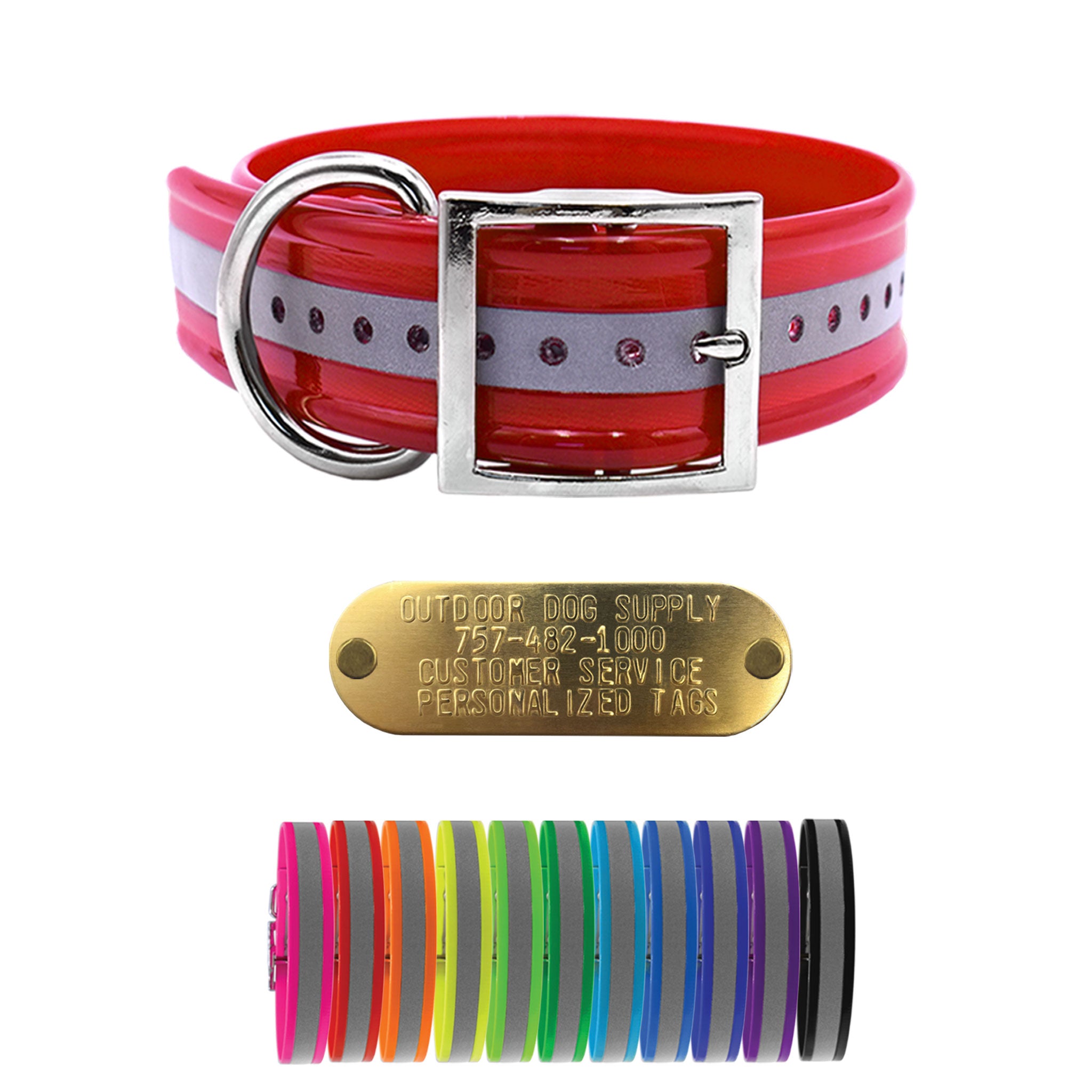 1 1/2" Premium Collars with nametag- Reflectives