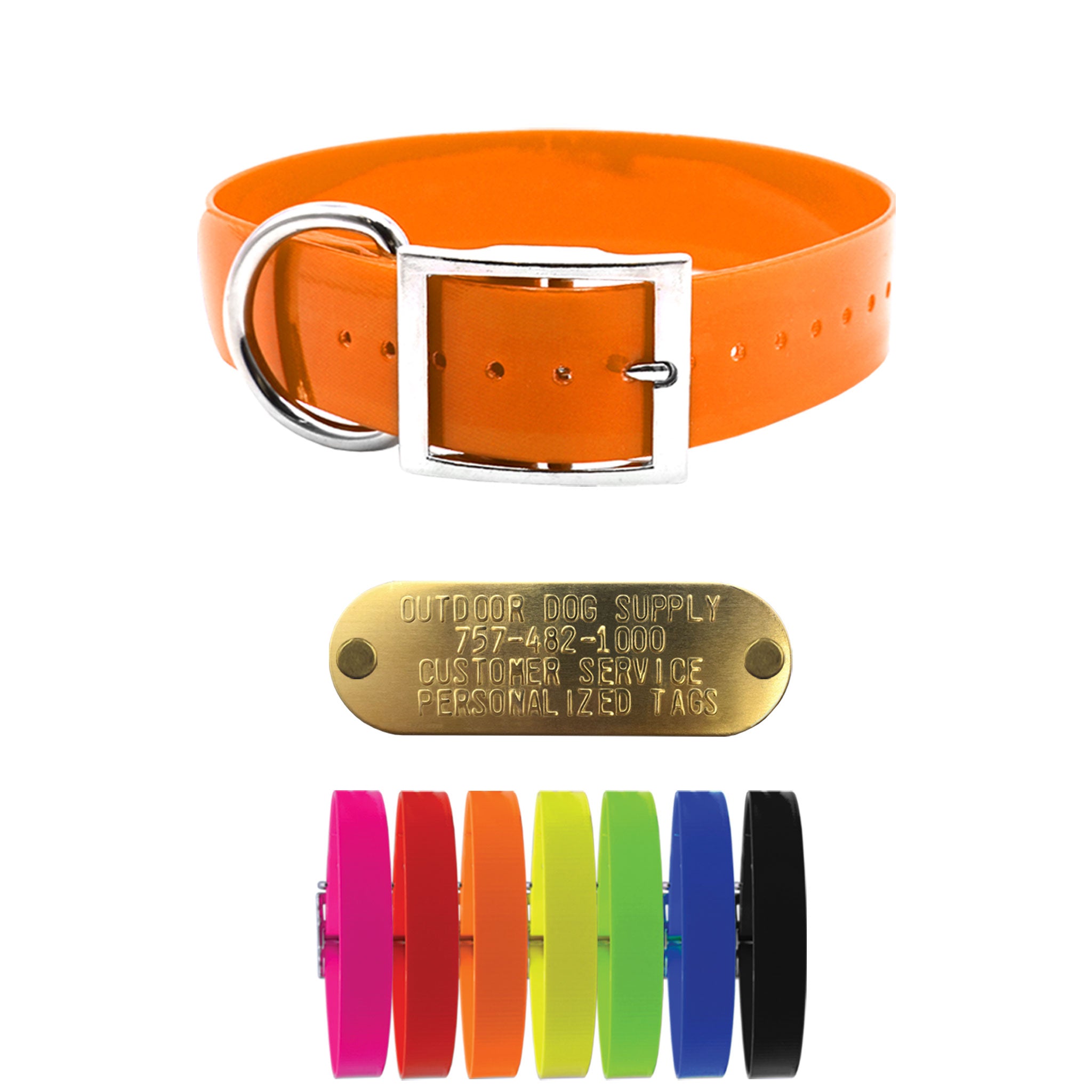1 1/2" Premium D Ring Collar with nametag- Solid