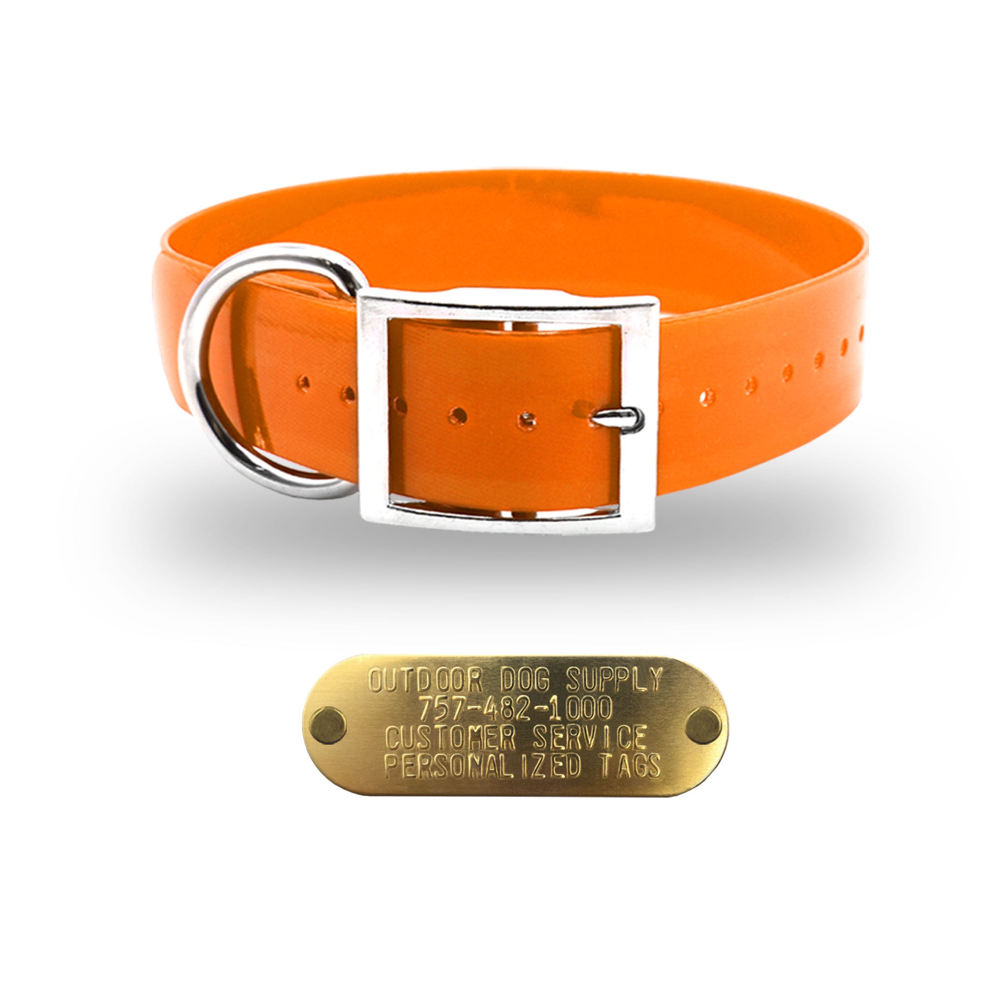 1 1/2" Premium D Ring Name Tag Collar- Orange
