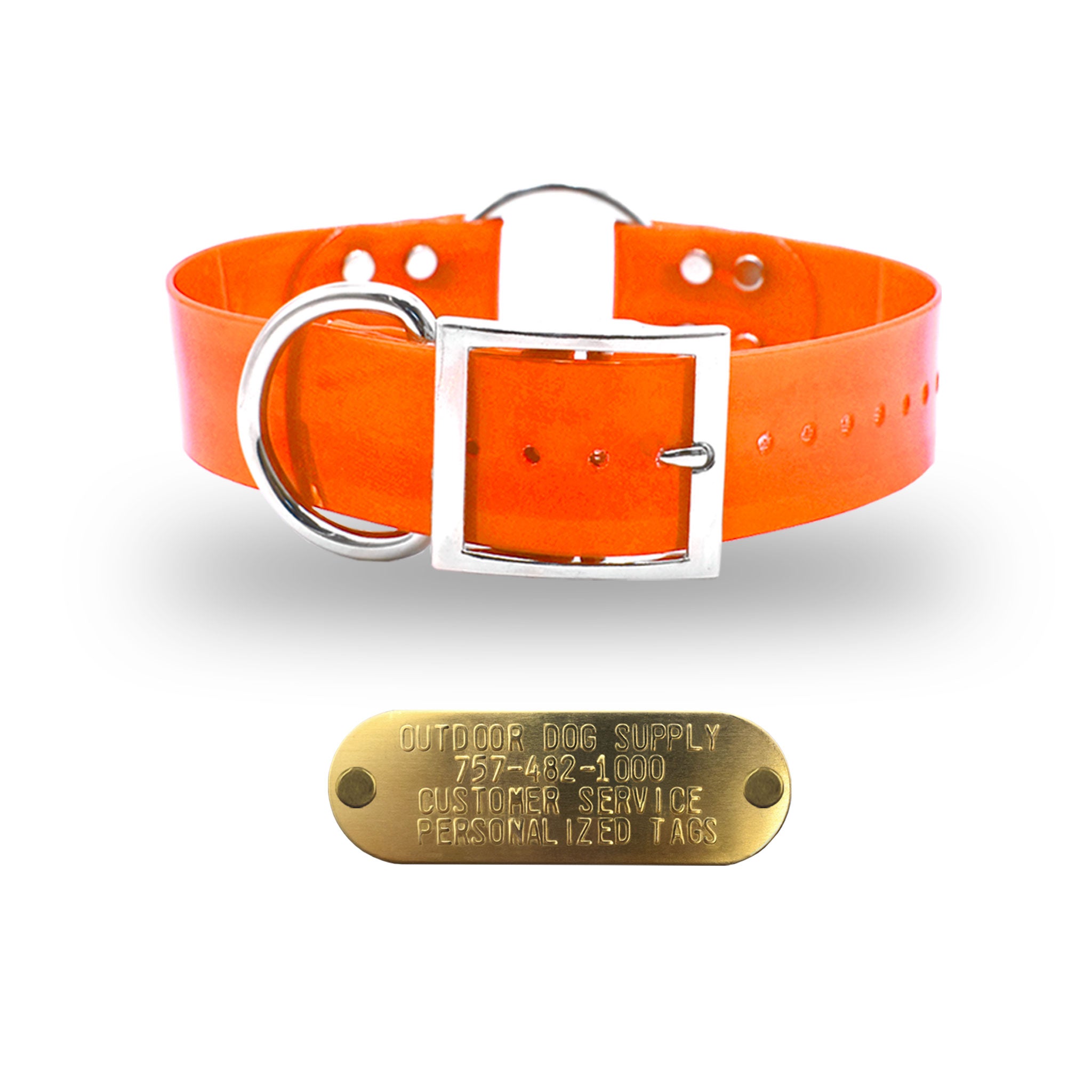 1 1/2" Premium Center Ring Name Tag Collar- Orange