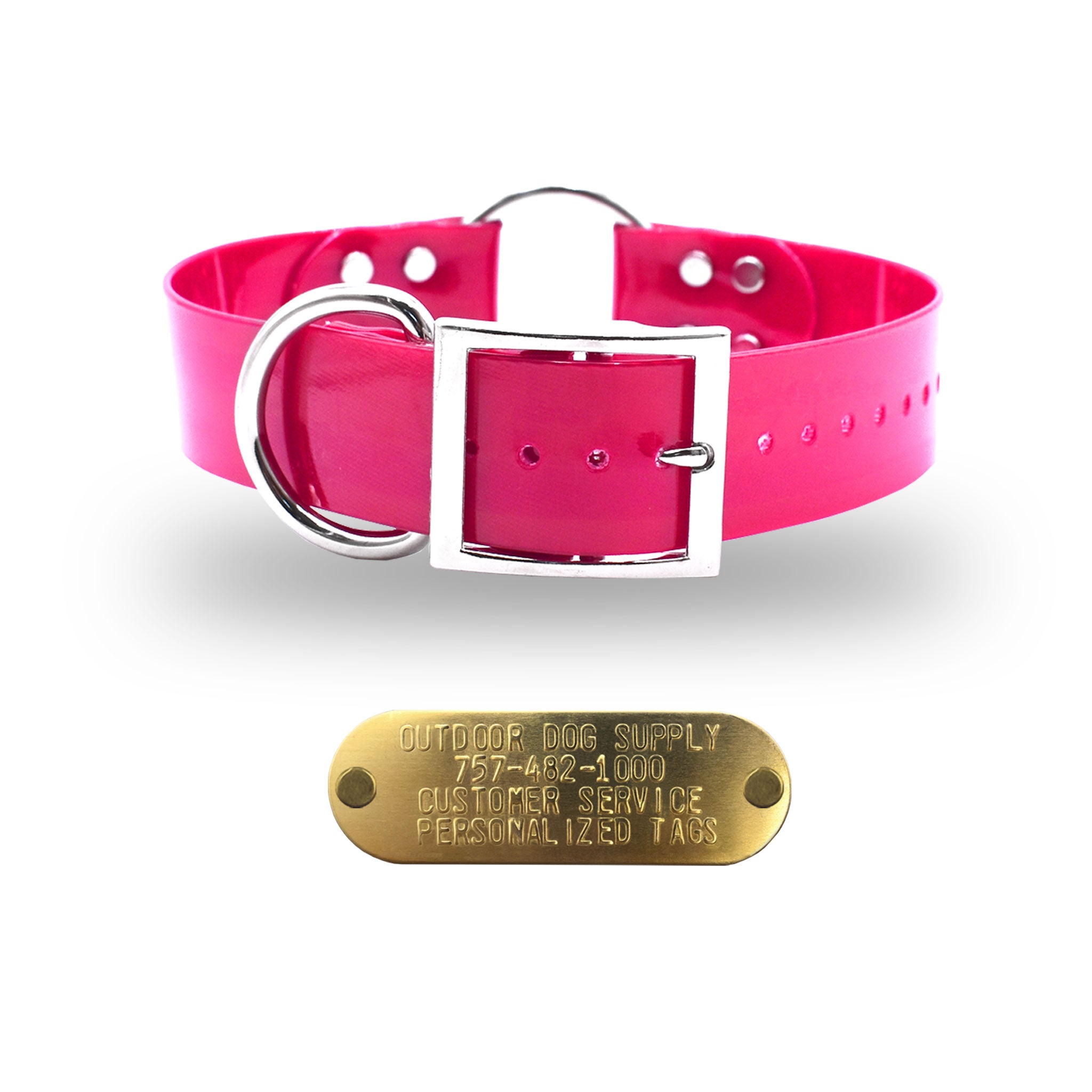 1 1/2" Premium Center Ring Name Tag Collar- Pink