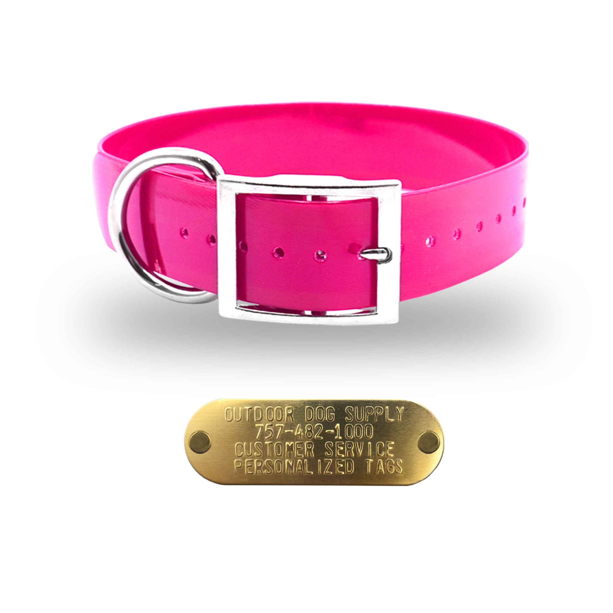 1 1/2" Premium D Ring Name Tag Collar- Pink