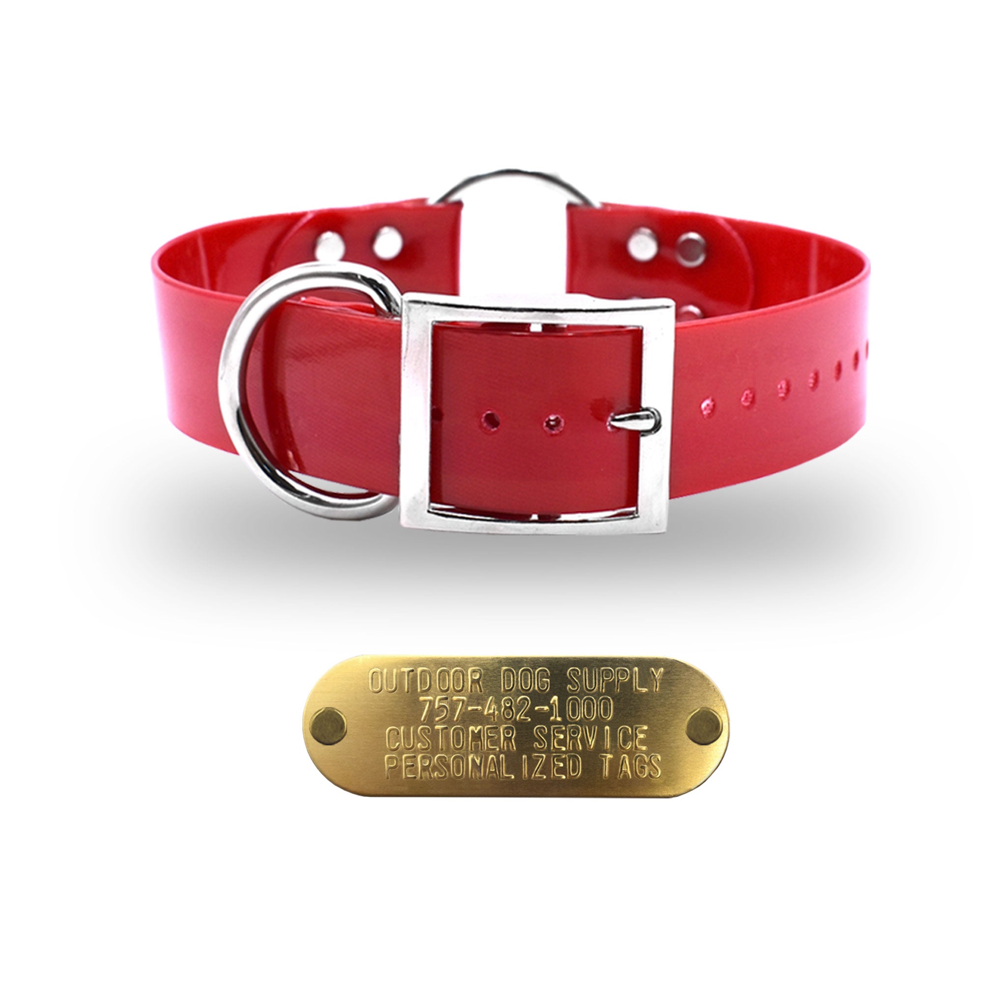 1 1/2" Premium Center Ring Name Tag Collar- Red