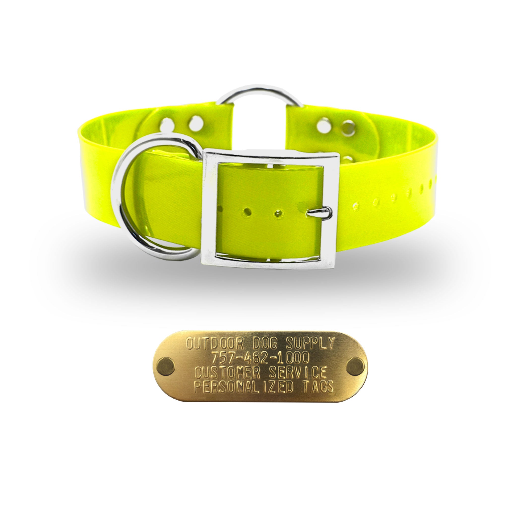 1 1/2" Premium Center Ring Name Tag Collar- Yellow