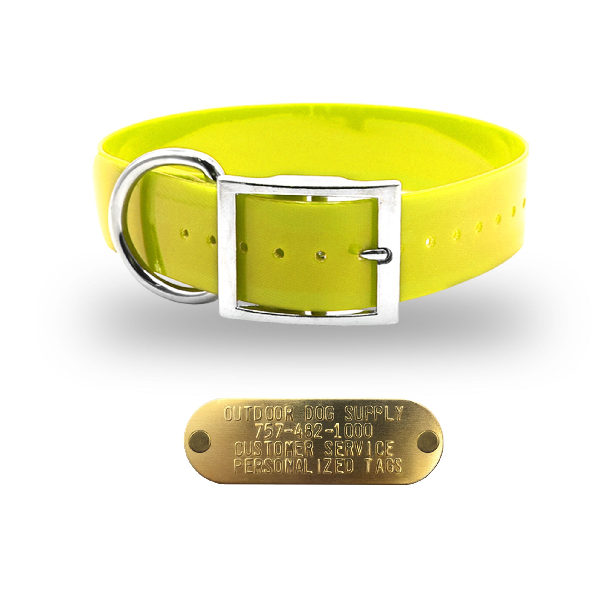 1 1/2" Premium D Ring Name Tag Collar- Yellow