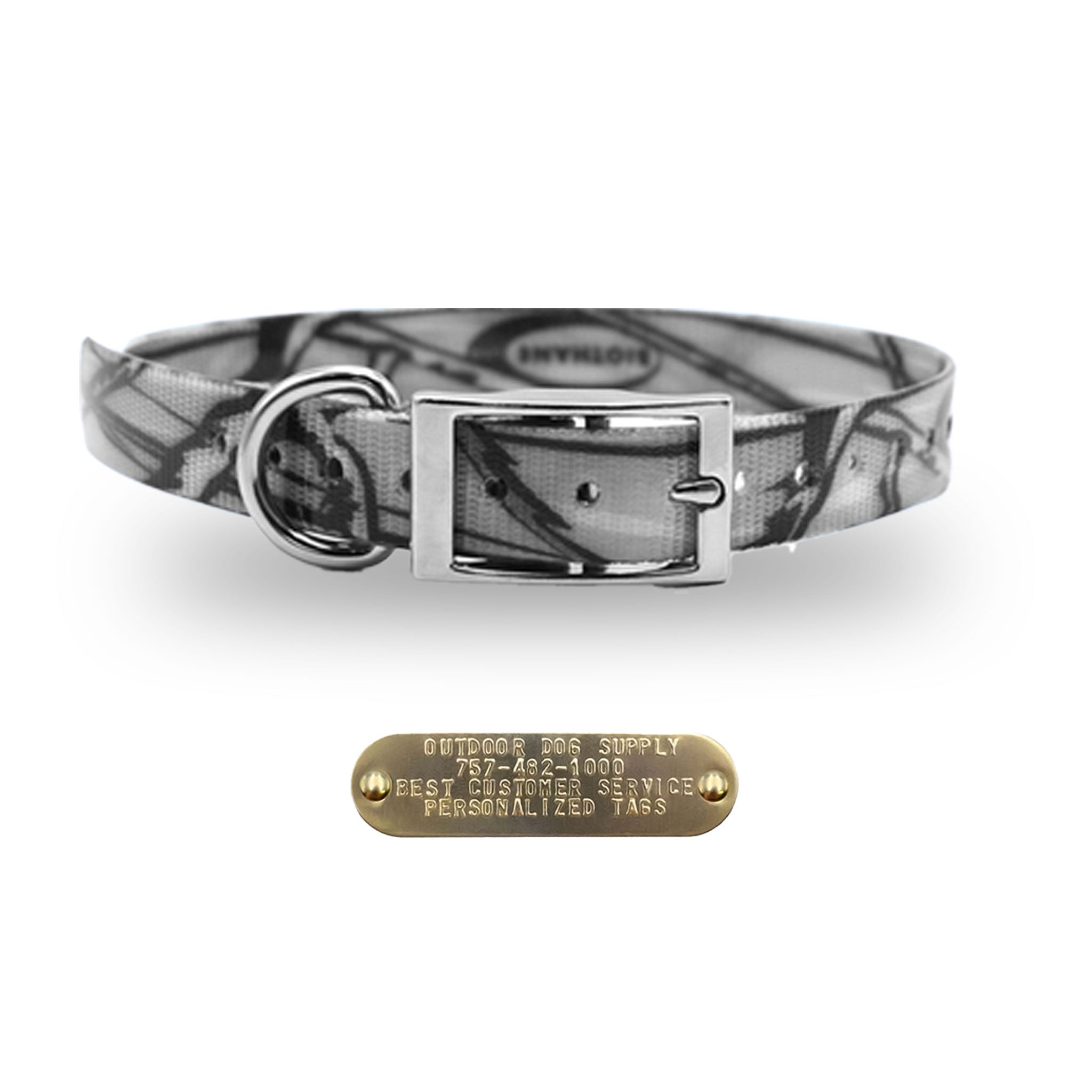 1" Premium D Ring Collar with personalized nametag collar- Gray Camo