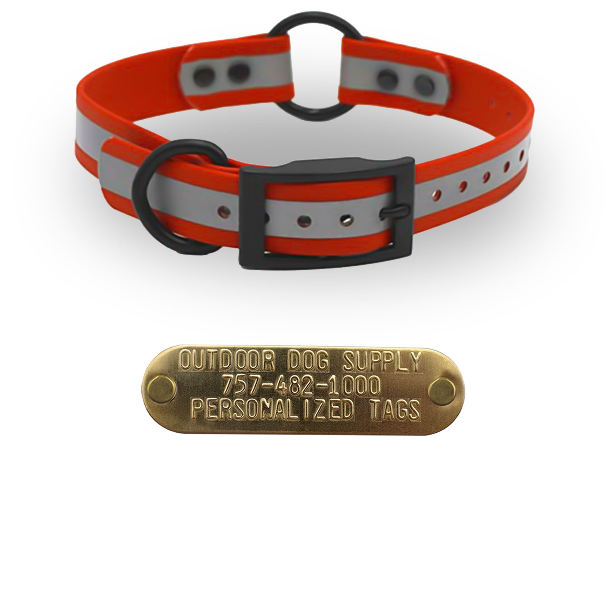 1" SoftFlex Beta Center Ring Collar with personalized nametag collar- Reflective Red