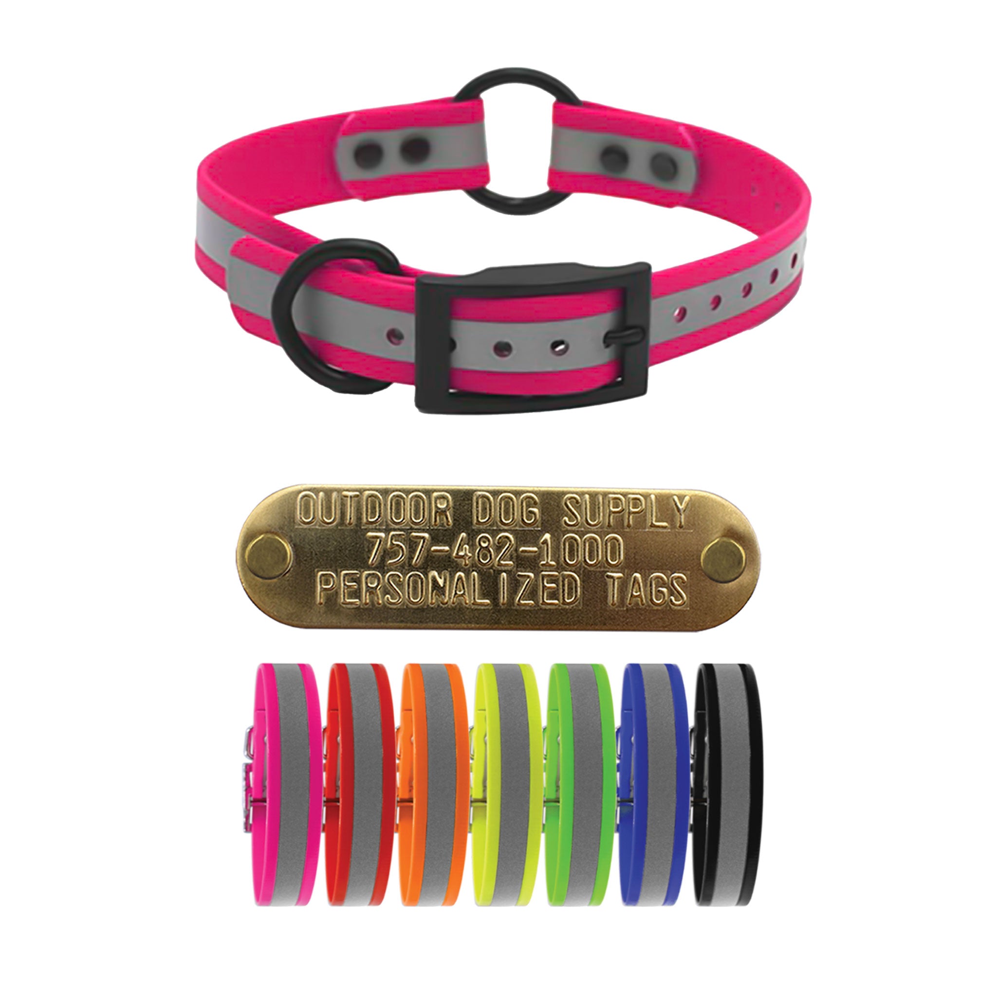 1" Softflex Center Ring Beta Nametag collars- Reflective