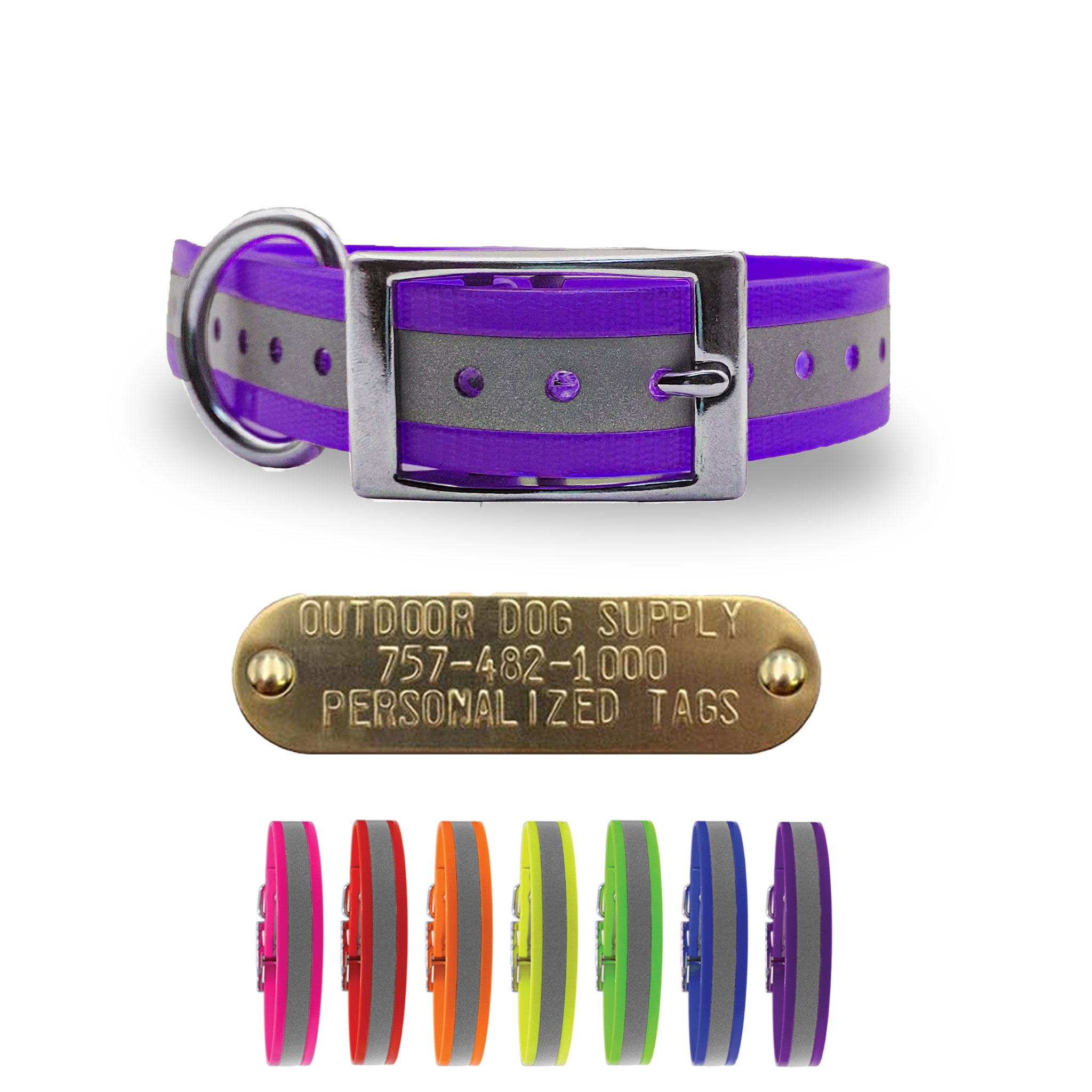 1" Stainless Steel Collar with Nametags- Reflective
