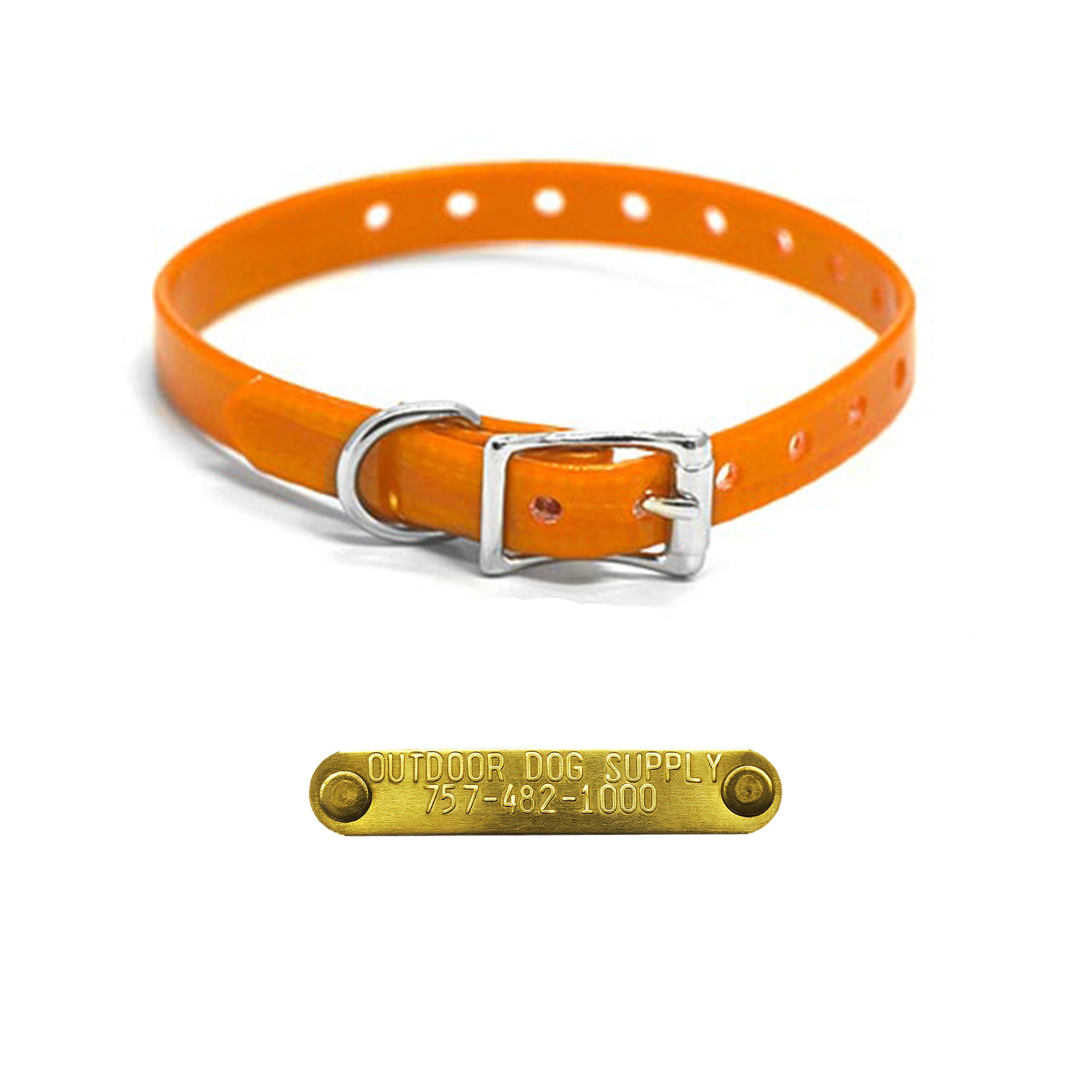 1/2" Premium D Ring Collar with Personalized nametag- Orange