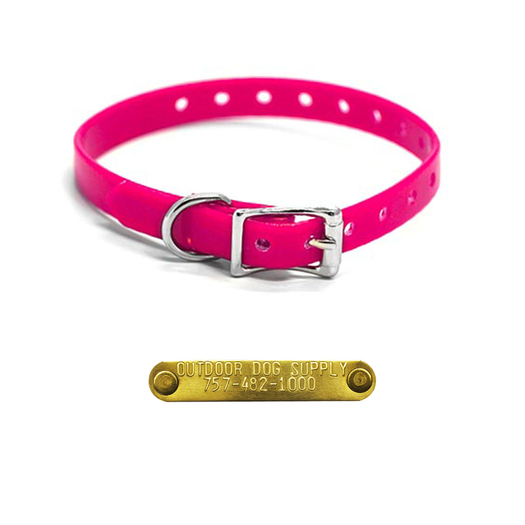 1/2" Premium D Ring Collar with Personalized nametag- Pink