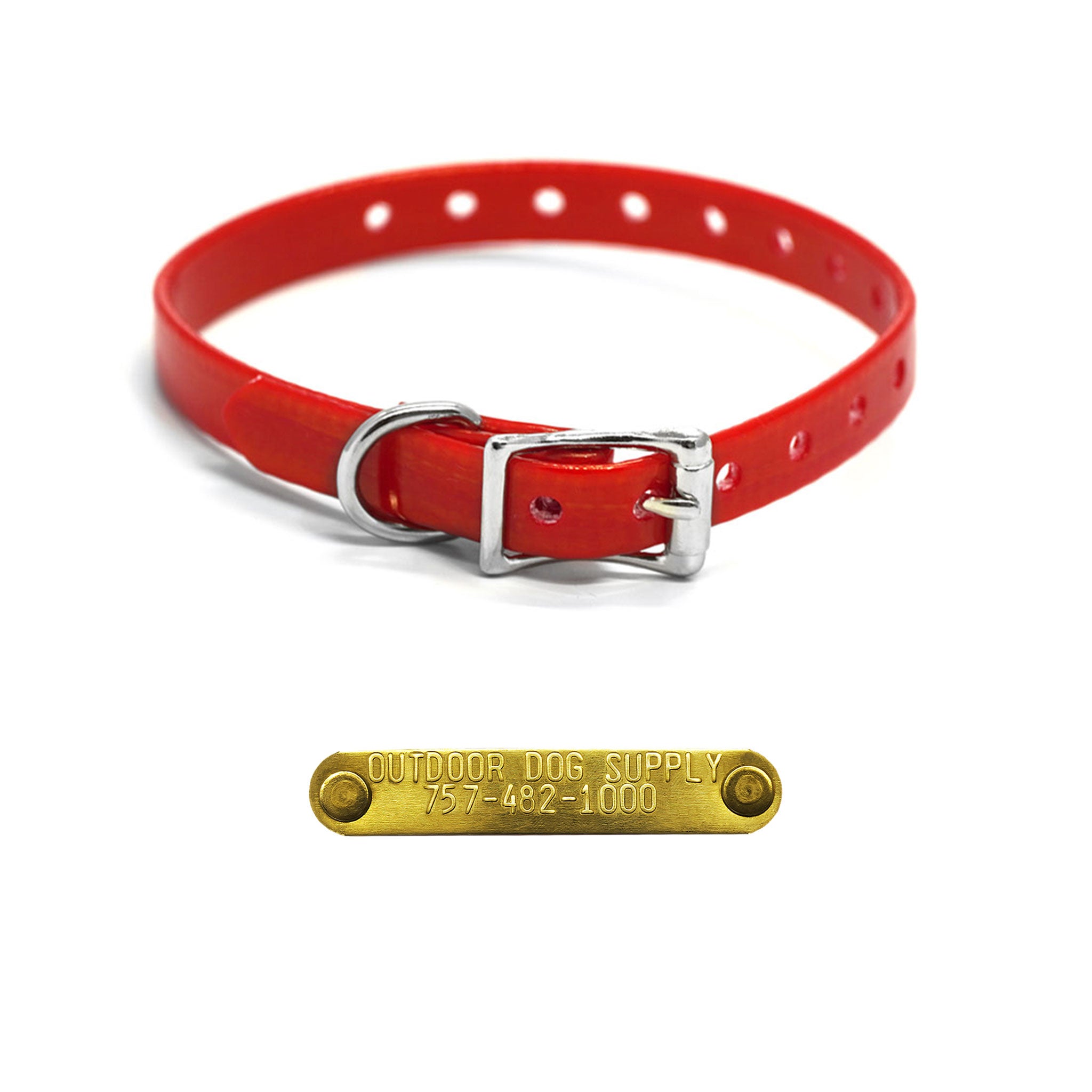 1/2" Premium D Ring Collar with Personalized nametag- Red
