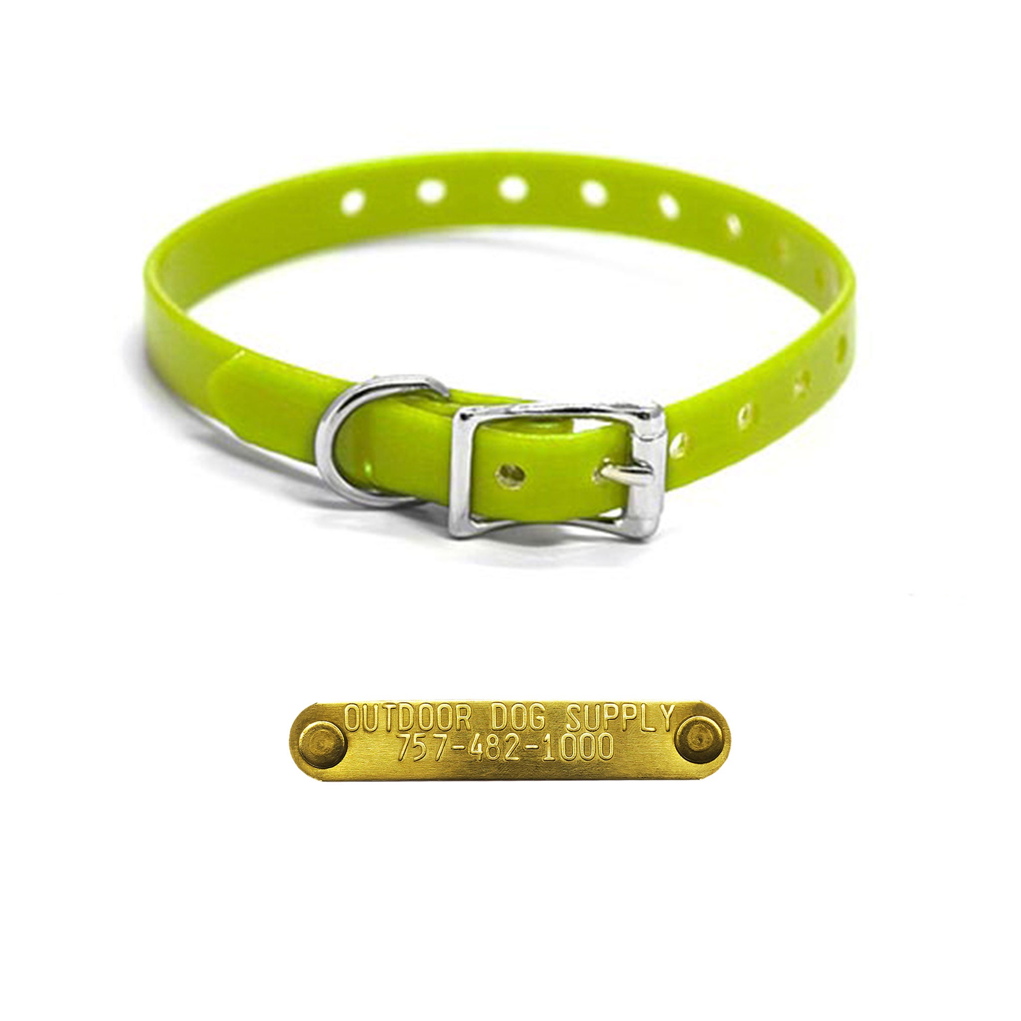 1/2" Premium D Ring Collar with Personalized nametag- Yellow