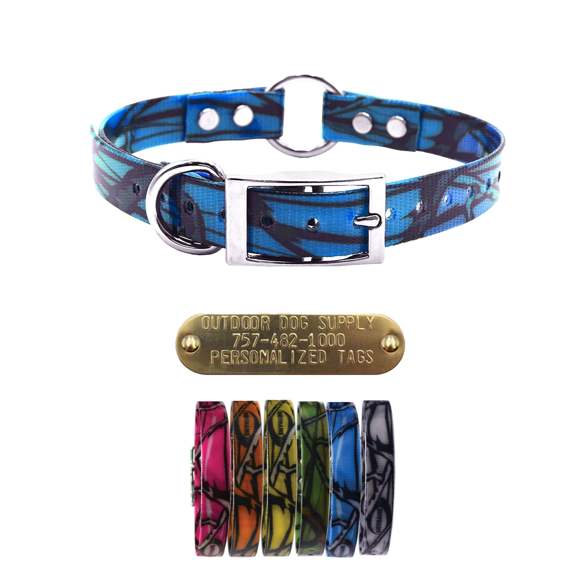 3/4" Premium Camo Center Ring Collars with nametag