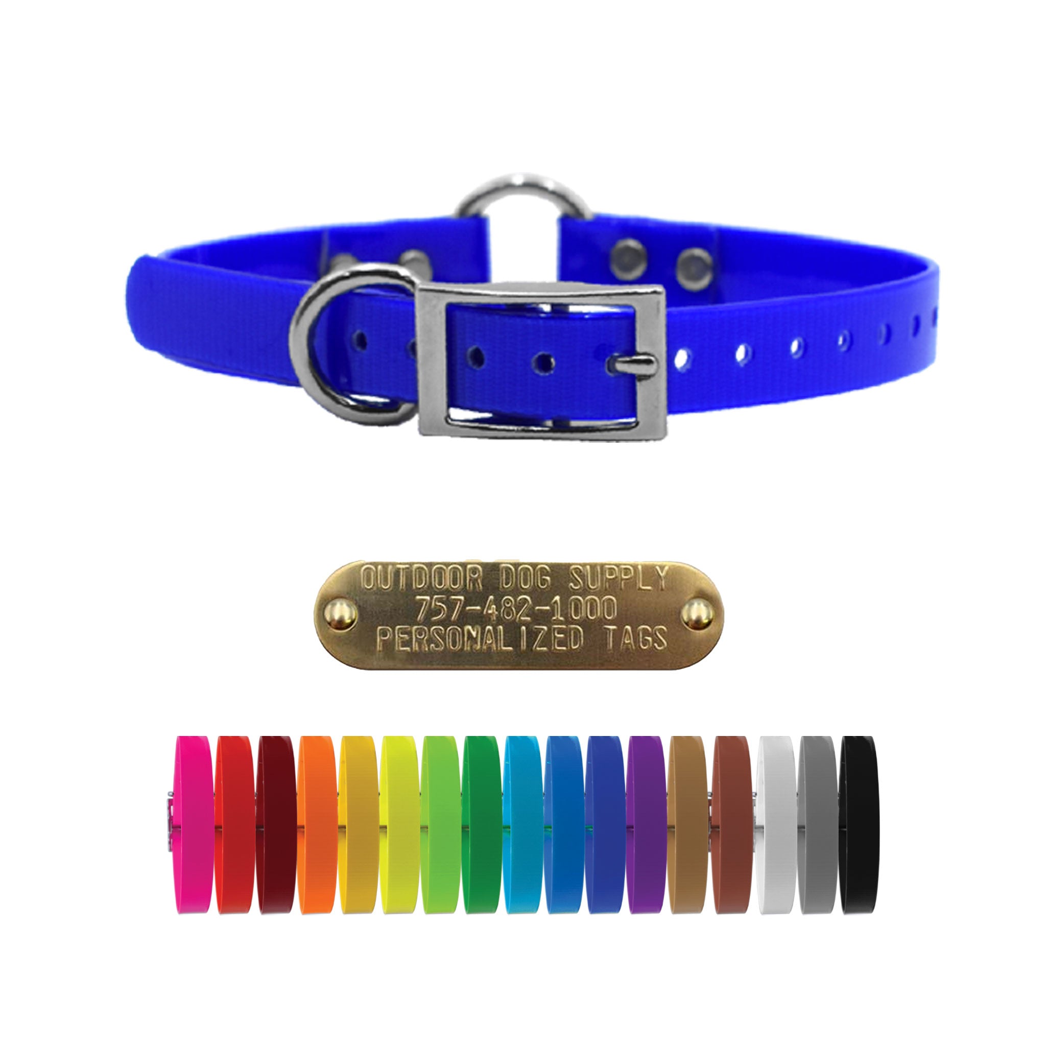 3/4" Premium Center Ring collar with Nameplate- Solids