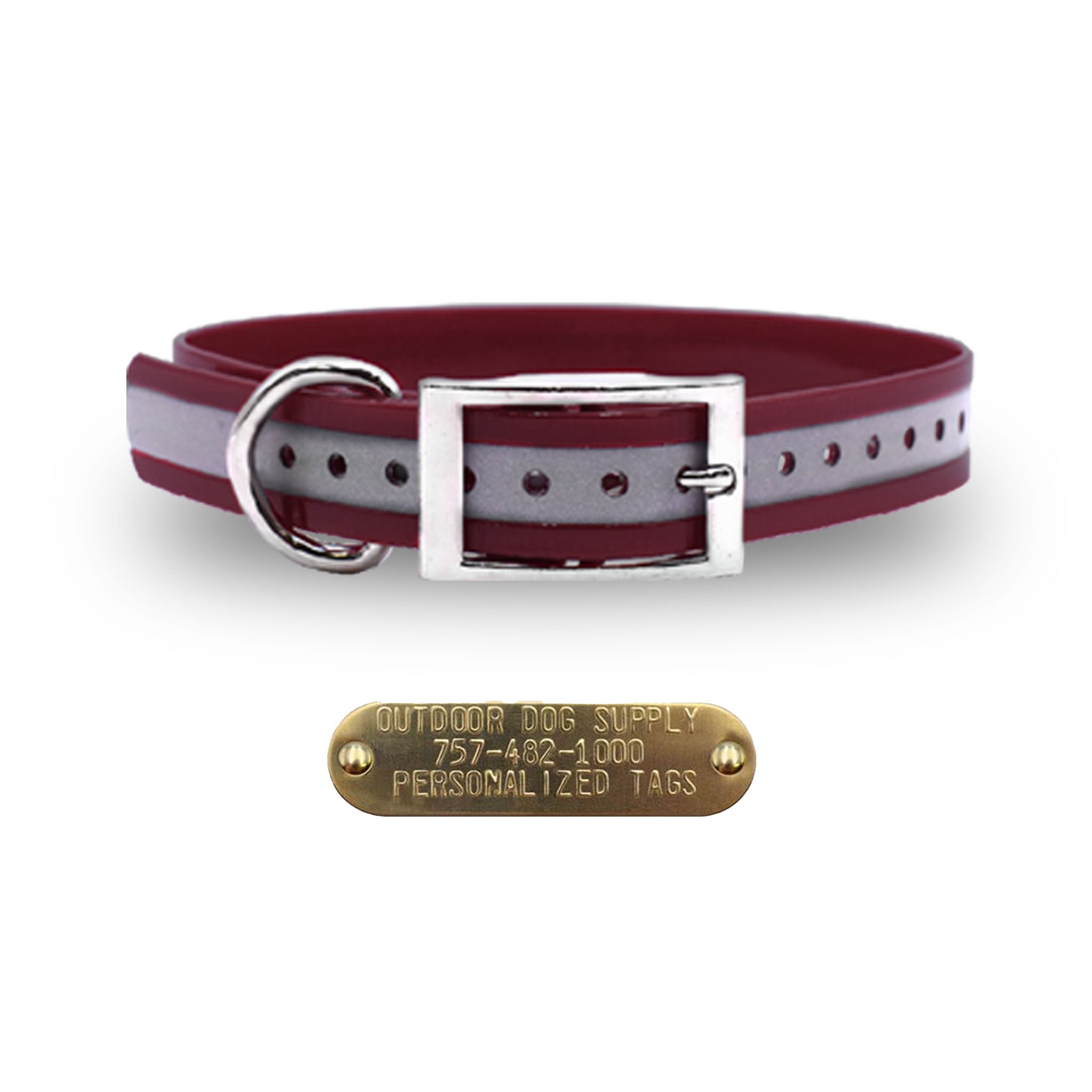 3/4" Premium Name Tag- Reflective Burgundy
