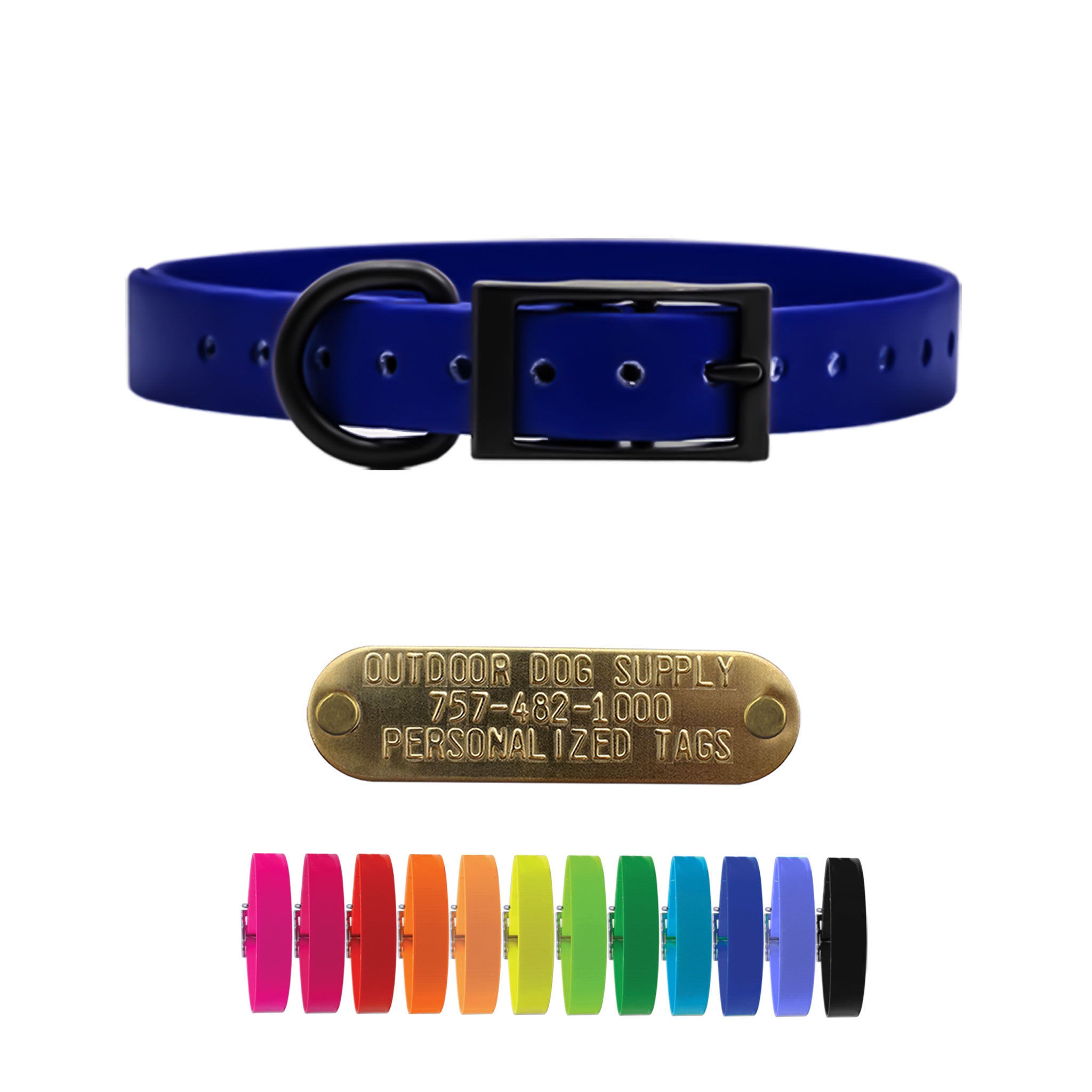 3/4" SoftFlex Beta D Ring Dog Collar with personalized nametag- multi colors