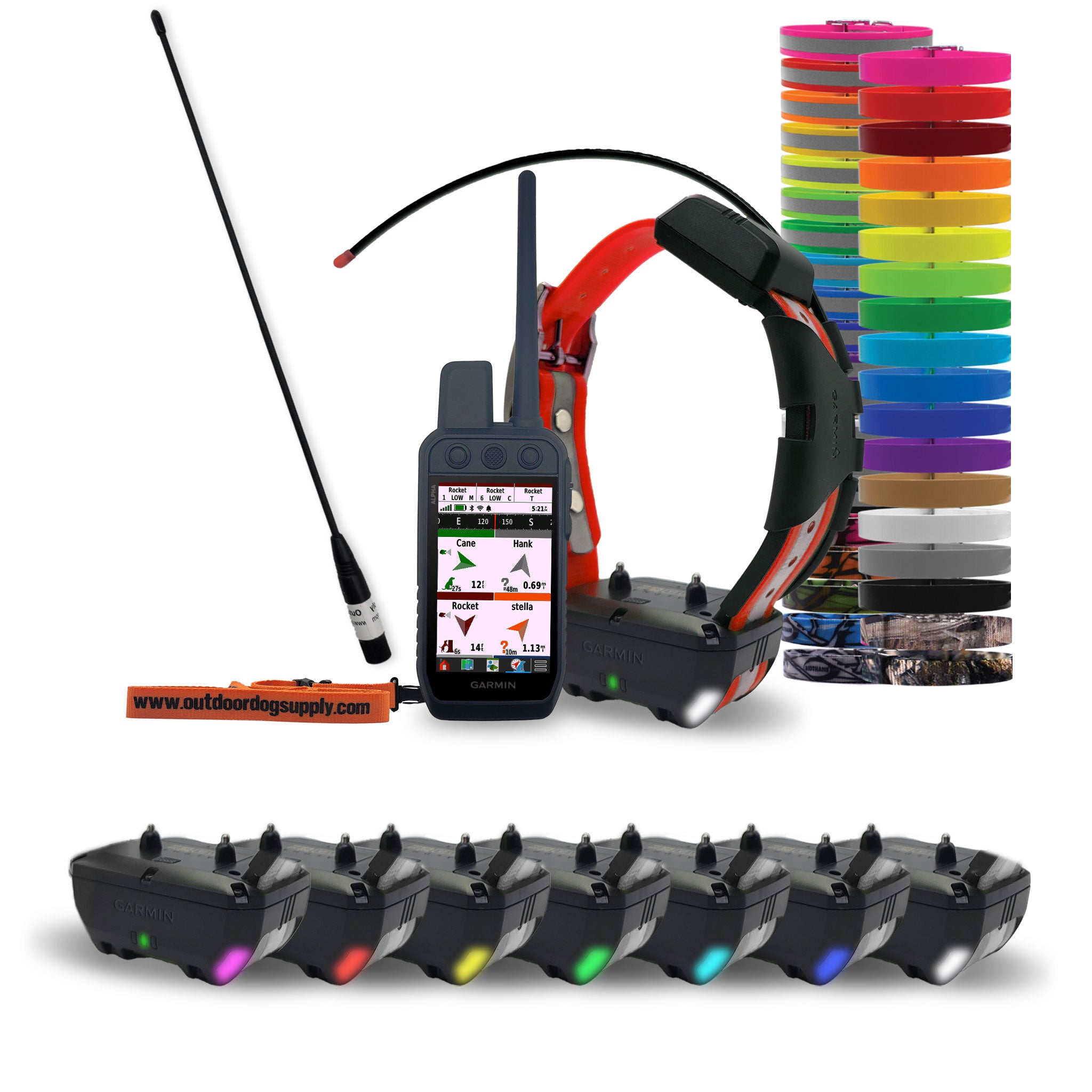 Garmin TT25 Tracking and. Training Dog collar with color changing lights and Garmin Alpha 300 Handheld