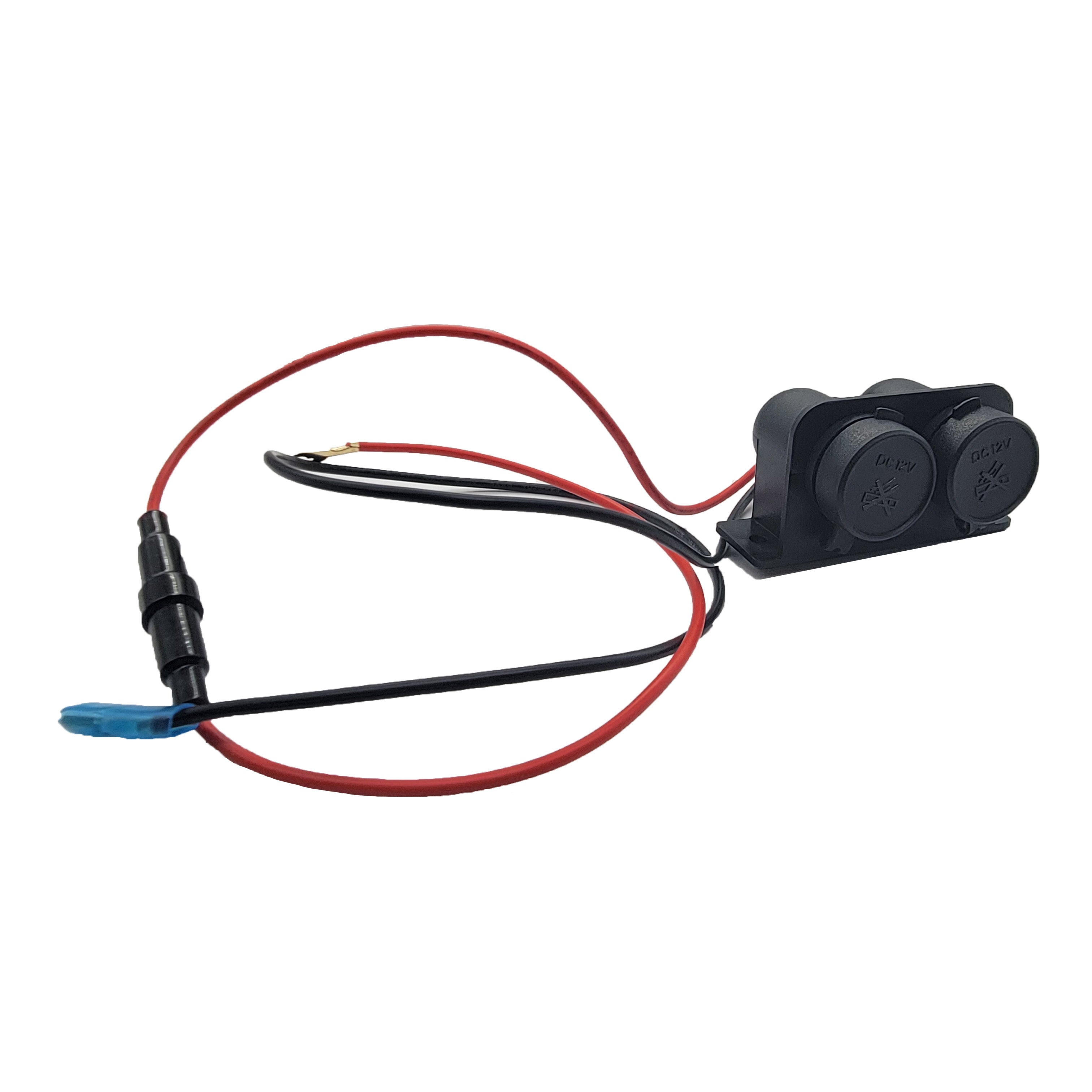 Dual Aux Power Outlet Hardwire Plug Kit For Automobiles with Mounting Hardware