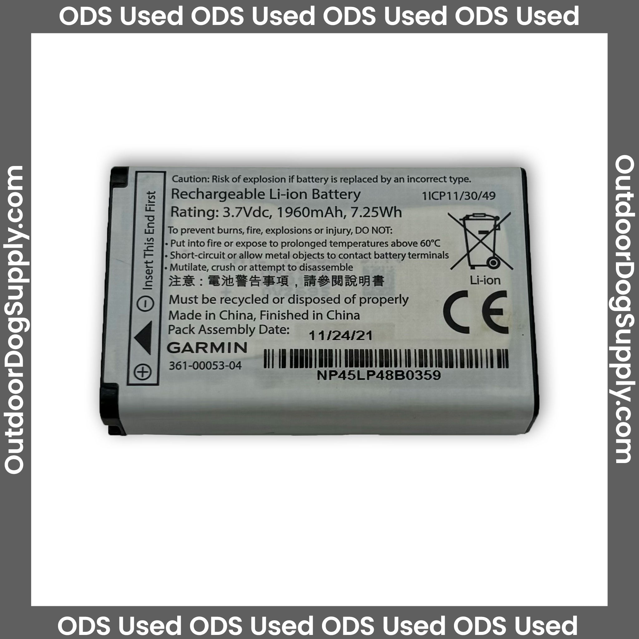 Pre-owned Garmin Alpha Handheld Battery- Front view
