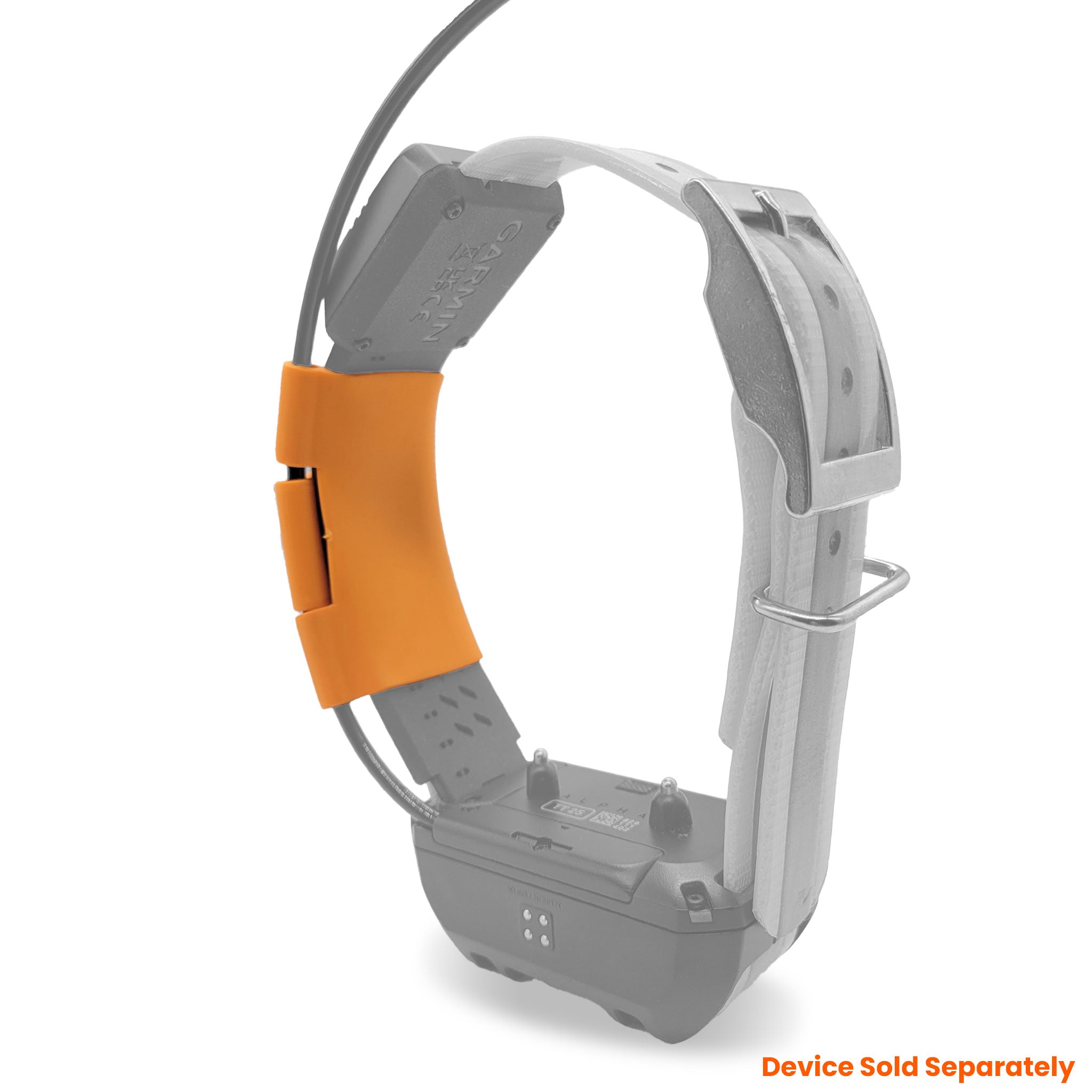 Back view of replacement orange Antenna Keeper for Garmin Tracking collars