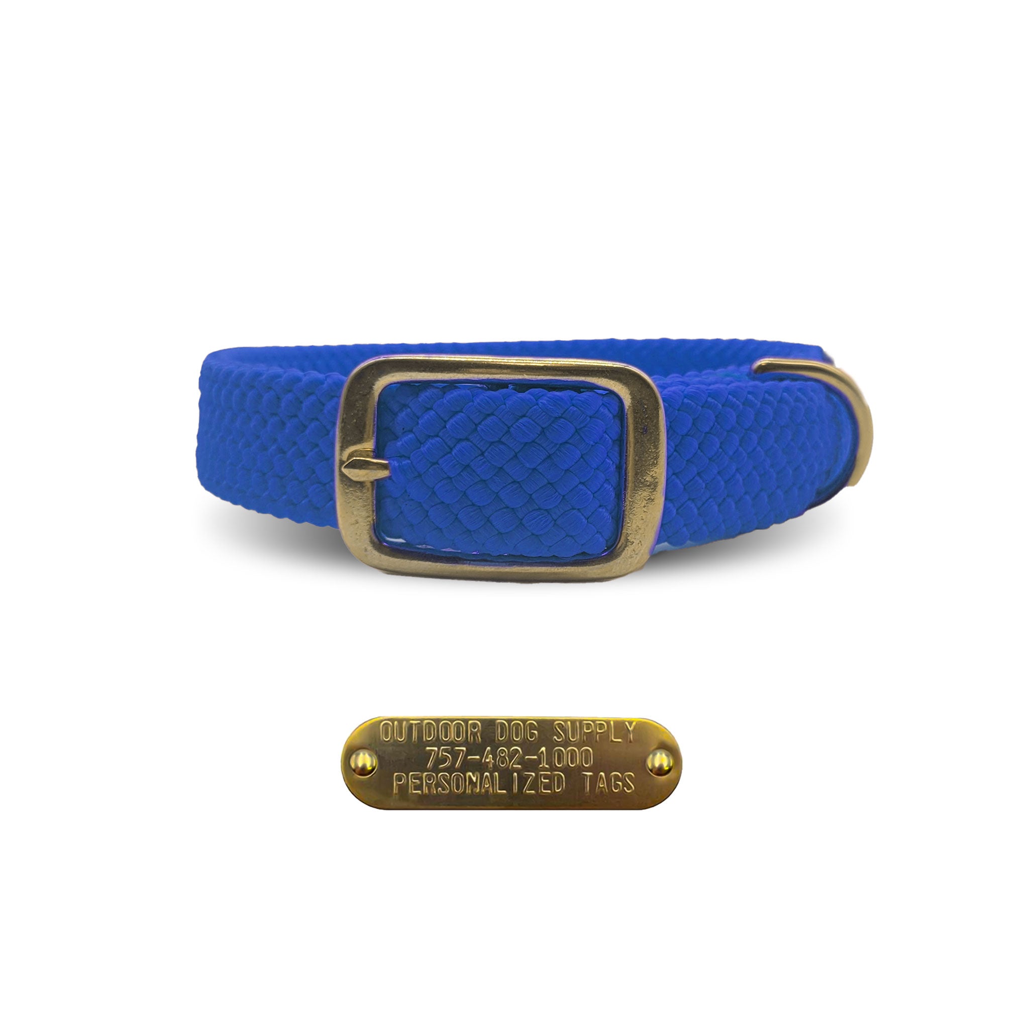 Mendota Pet Double Braided Name Tag Collar- Royal Blue