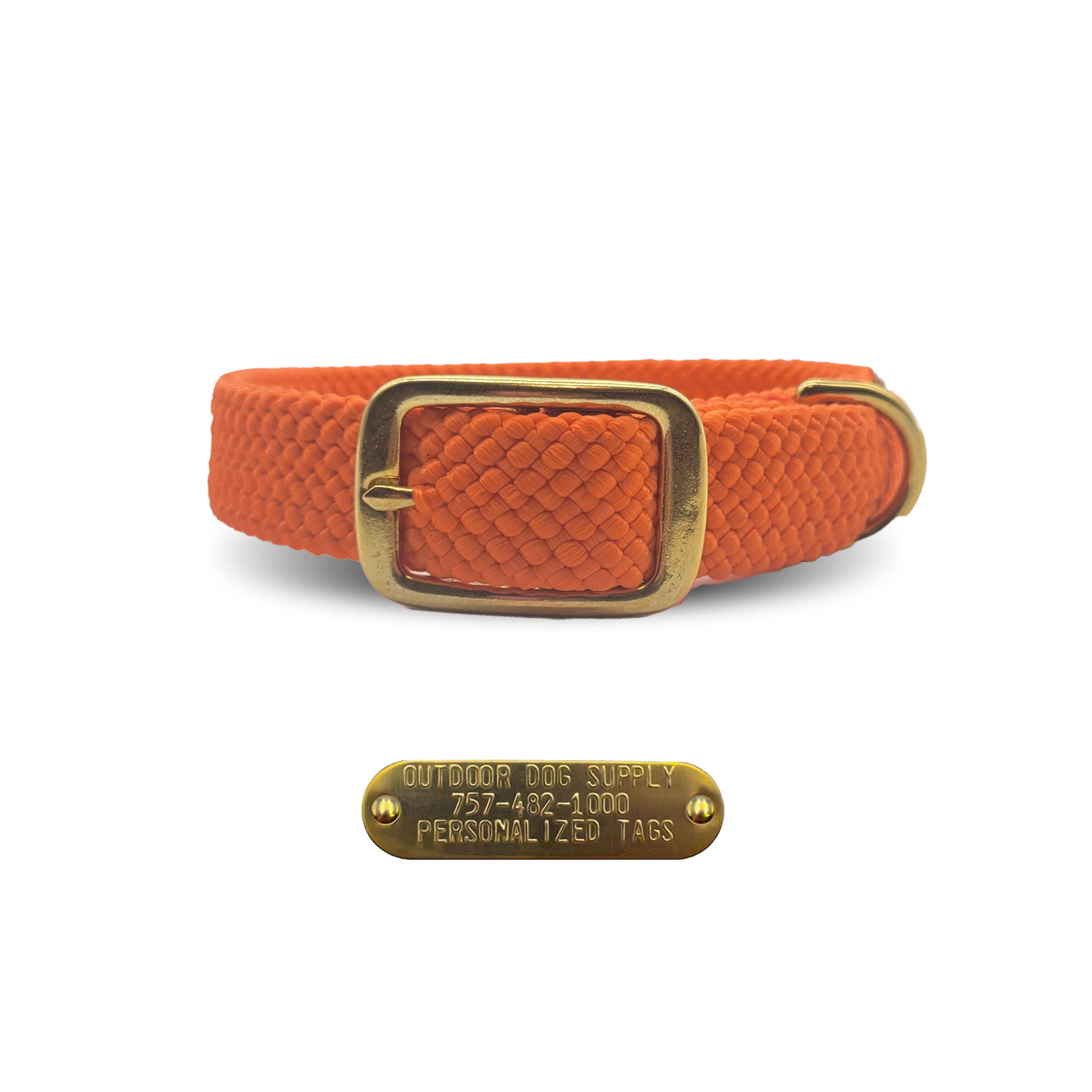 Mendota Pet Double Braided Name Tag Collar- Orange