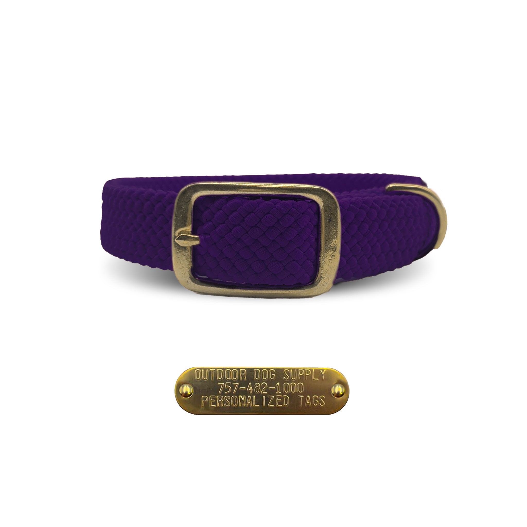 Mendota Pet Double Braided Name Tag Collar- Purple