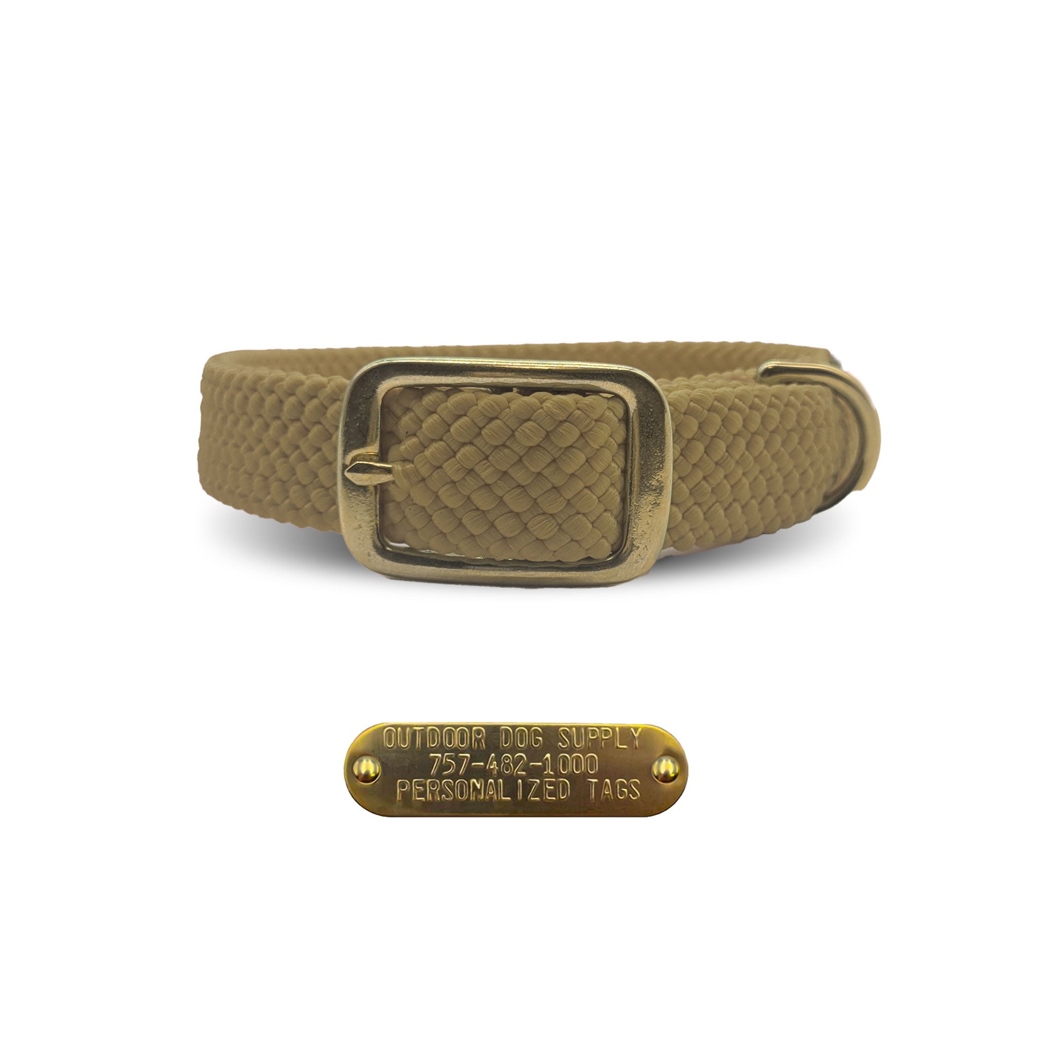 Mendota Pet Double Braided Name Tag Collar- Tan