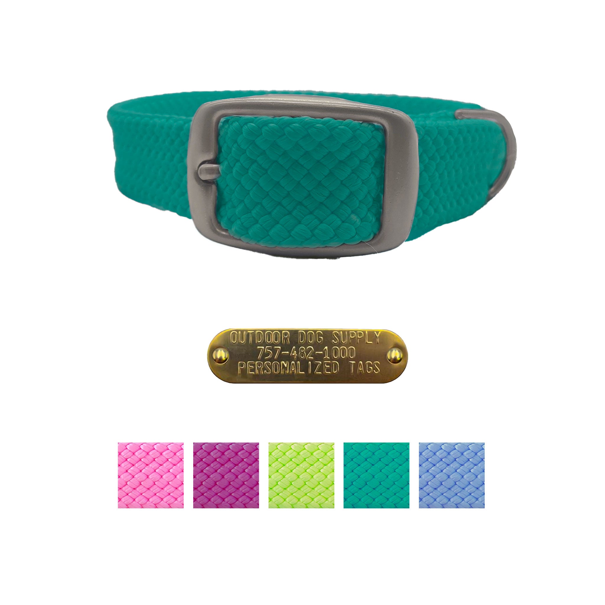 Mendota Pet Double Braided Name Tag Collar- Multi Color