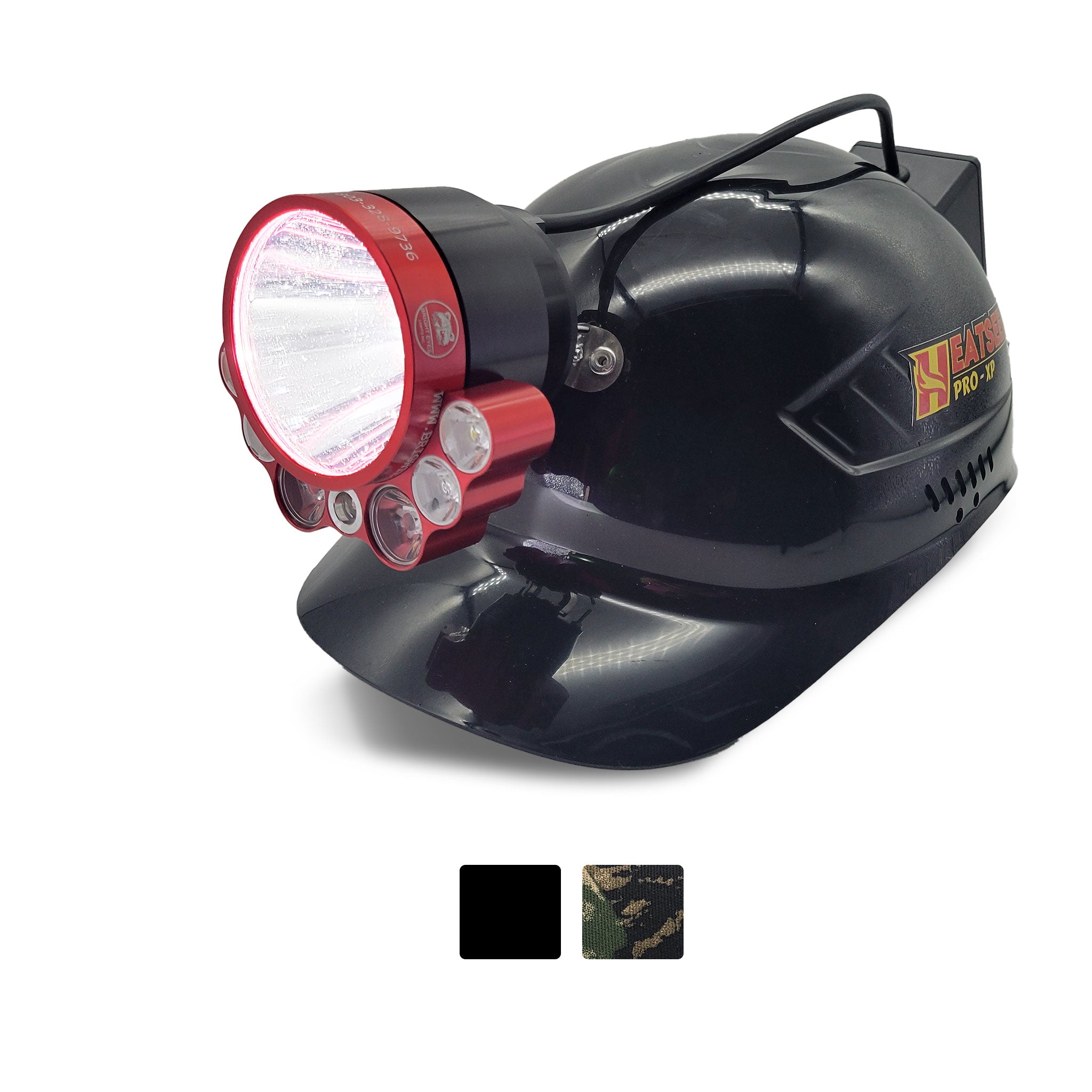 Maximize night hunts with the bright HeatSeeker Pro Edition Cap Light and green laser- Black bump