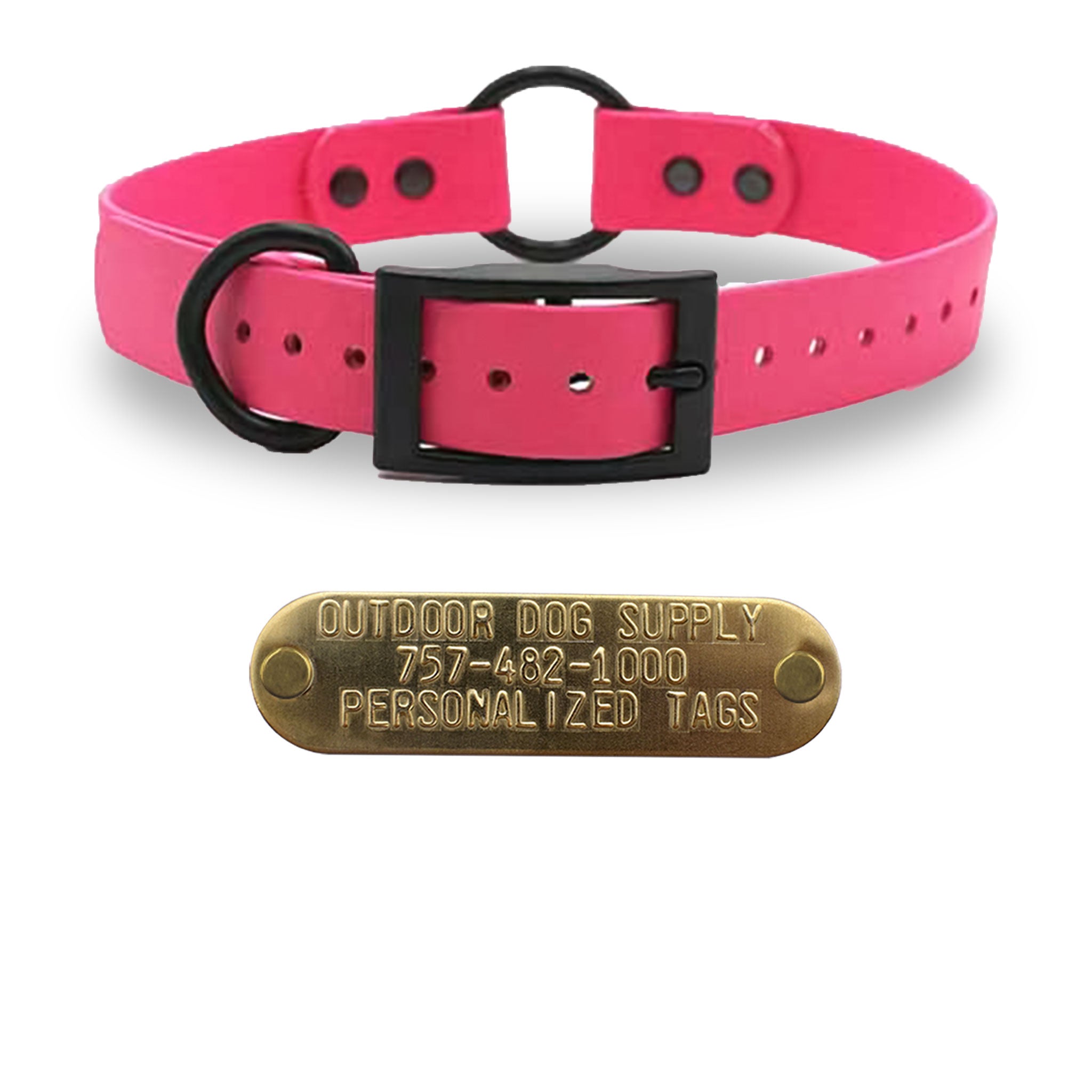 1" SoftFlex Beta Center Ring Collar with personalized nametag collar- Bubble Gum Pink