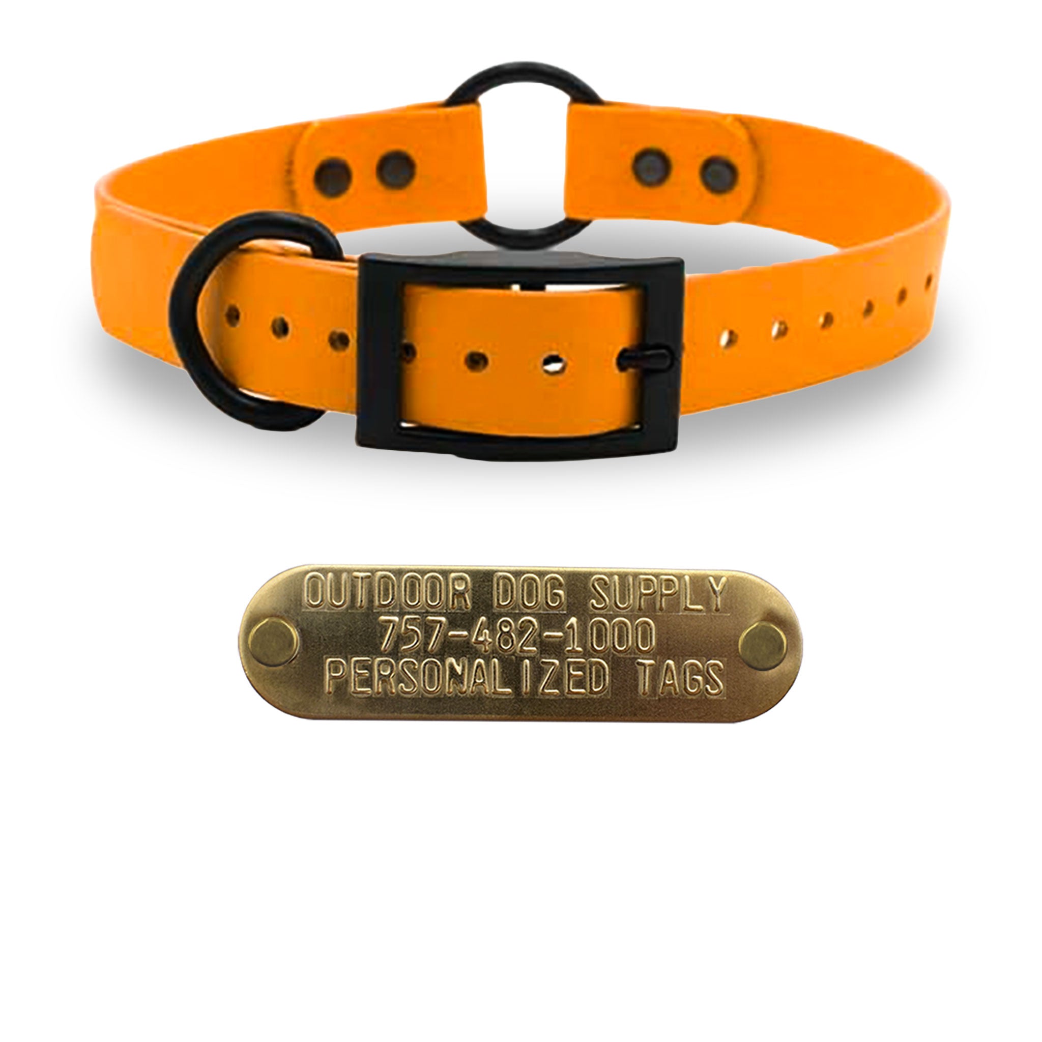 1" SoftFlex Beta Center Ring Collar with personalized nametag collar- Tangerine Creamsicle