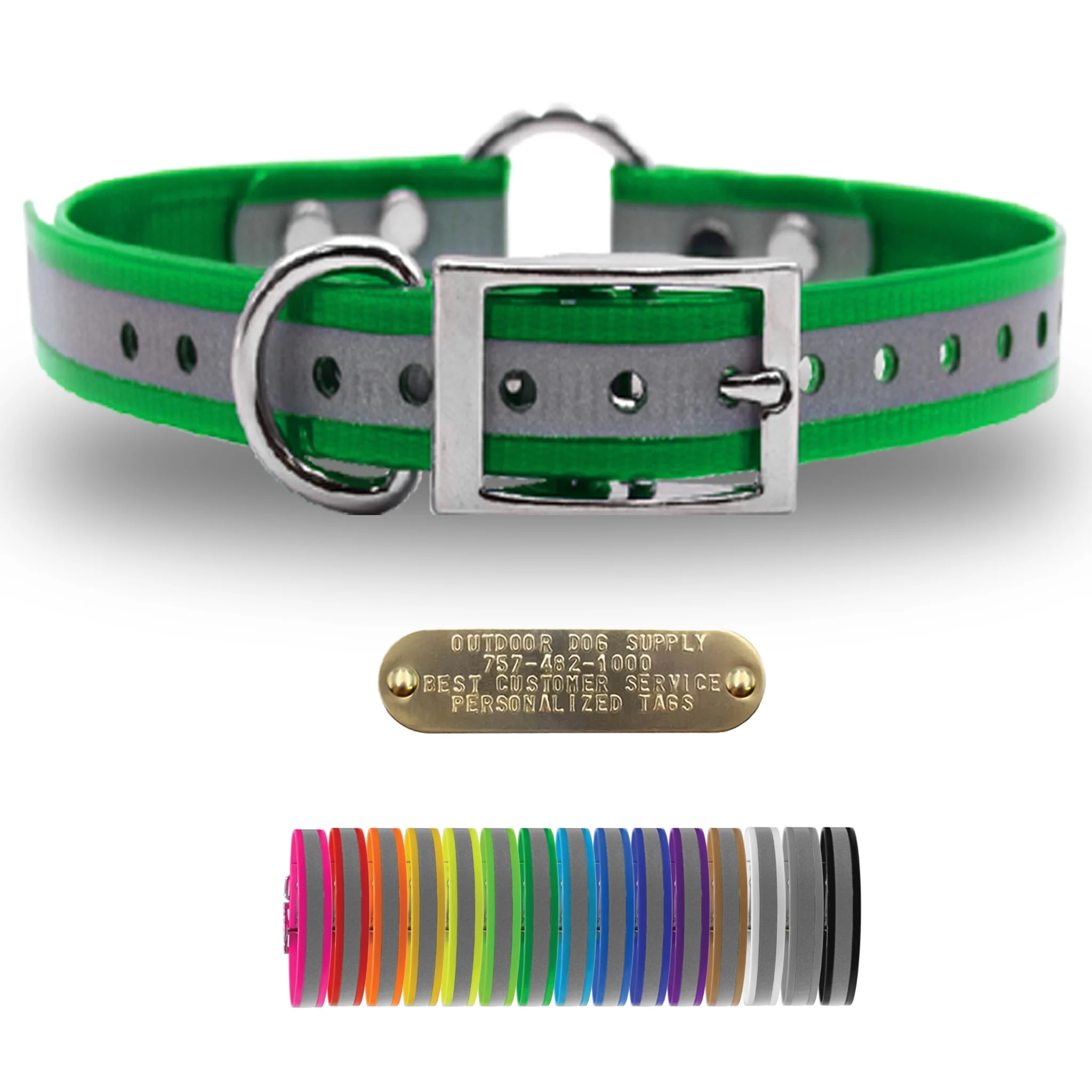 1" Reflective Premium Glow Tuff Center Ring Dog Collar with Brass Name Plate Questions & Answers