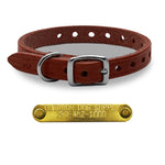 1/2" Leather Dog Collar with personalized nametag- Burgundy