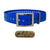 Versatile 1" dog collars. Ideal for ID tags, puppies, spare. Fits 10-27" necks. Free brass name plate. Not for leashes. Blue Square Buckle.