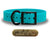 SoftFlex 1" dog collar with black hardware, brass name plate, and waterproof, odor-resistant leather-like material. Made in USA. - Cotton Candy Blue