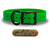 SoftFlex 1" dog collar with black hardware, brass name plate, and waterproof, odor-resistant leather-like material. Made in USA. - Candy Apple Green