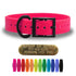 SoftFlex 1" dog collar with black hardware, free brass name plate, and waterproof, odor-resistant leather-like material. Available in multiple colors. Made in USA.