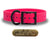SoftFlex 1" dog collar with black hardware, brass name plate, and waterproof, odor-resistant leather-like material. Made in USA. - Bubble Gum Pink