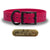 SoftFlex 1" dog collar with black hardware, brass name plate, and waterproof, odor-resistant leather-like material. Made in USA. - Raging Raspberry