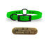 SoftFlex 3/4" dog collar with center ring, black hardware, free brass name plate, and waterproof, odor-resistant material. Candy Apple Green