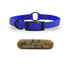 SoftFlex 3/4" dog collar with center ring, black hardware, free brass name plate, and waterproof, odor-resistant material. Blueberry Blast