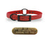 SoftFlex 3/4" dog collar with center ring, black hardware, free brass name plate, and waterproof, odor-resistant material. Red Delicious