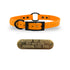 SoftFlex 3/4" dog collar with center ring, black hardware, free brass name plate, and waterproof, odor-resistant material. Tangerine Creamsicle