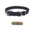 3/4" dog collars. Fits up to 25" necks, trim to fit. D/Square rings for leash/tags. Free brass name plate. Double Buckle Granite Black.