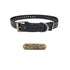 3/4" dog collars. Fits up to 25" necks, trim to fit. D/Square rings for leash/tags. Free brass name plate. Double Buckle Black