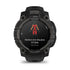 Instinct 3x OLED Black Face with Black Band front facing showing work stats
